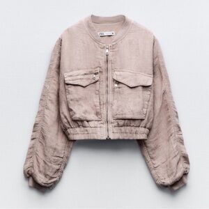 Zara Linen Bomber Jacket